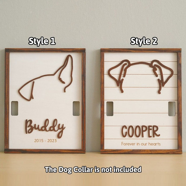 Custom Memorial Dog Ears Art, Collar Sign, Dog Memorial