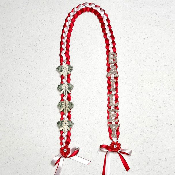 Graduation Lei, 2 Color Double Braid with bows, Personalized Letters & Numbers