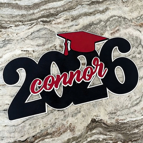Deluxe Grad Sign, Personalized Name, Graduation Cap Wood Sign