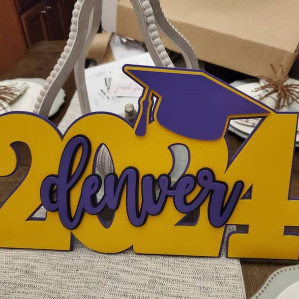 Deluxe Grad Sign, Personalized Name, Graduation Cap Wood Sign
