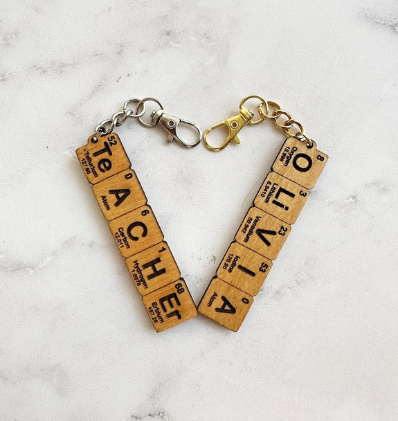Custom Periodic Table Element Name Key Chain