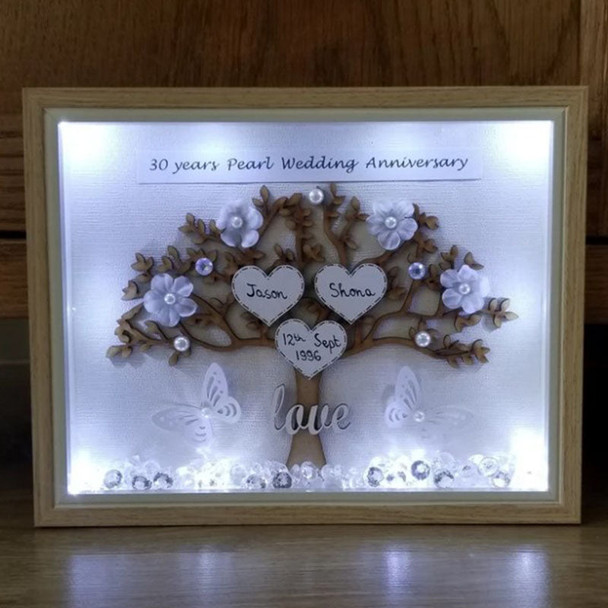 Pearl Wedding Anniversary Gifts, Wedding Photo Frames, Anniversary Personalized Gifts, Wedding Tree Frames, Pearl Wedding