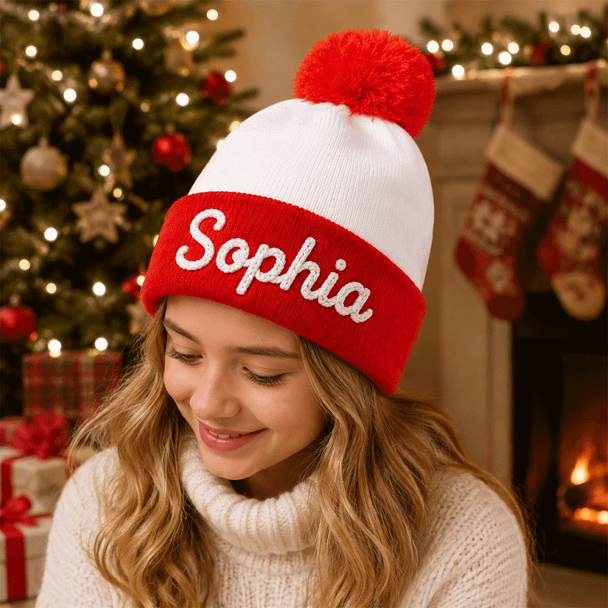 Custom Christmas Name Beanie | Personalized Kids Christmas Hat