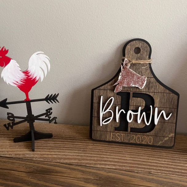 Large Personalized Cow Tag, Decorative Board, Cow Decor