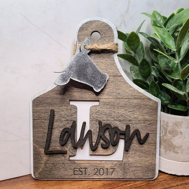Large Personalized Cow Tag, Decorative Board, Cow Decor