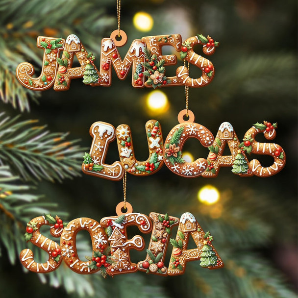 Custom Gingerbread Alphabet Ornaments, Personalised Christmas Decorations