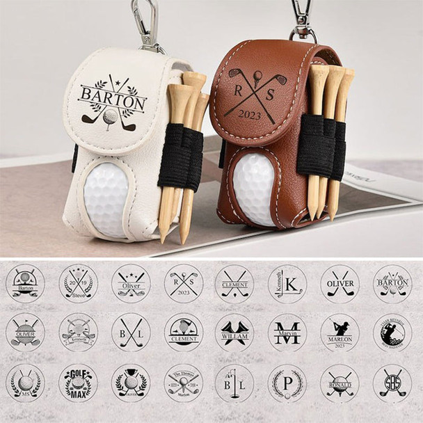 Leather Personalized Golf Ball Bag-Golf Ball And Tees Holder-Golf Holder-Accessories