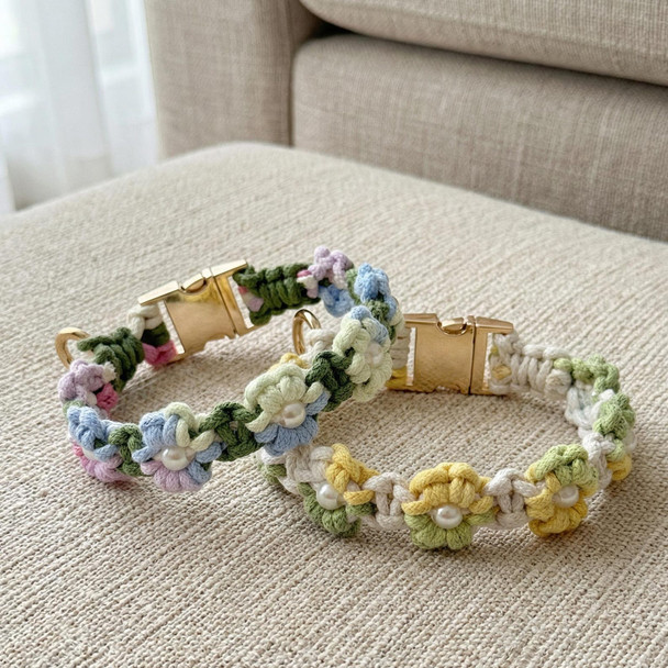 Custom Pet Collar with Name Tag a?? Braided Cotton Dog Collar
