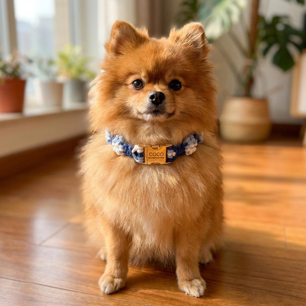 Custom Pet Collar with Name Tag a?? Braided Cotton Dog Collar