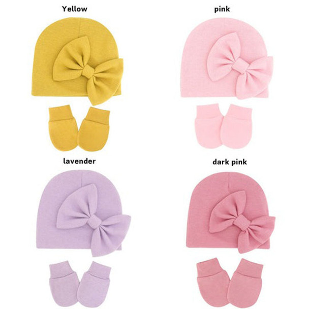 Personalized Baby Hat & Mittens Glove with Bow, Custom Name Newborn Baby Gift