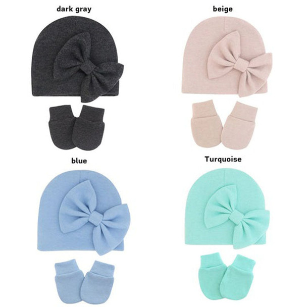 Personalized Baby Hat & Mittens Glove with Bow, Custom Name Newborn Baby Gift