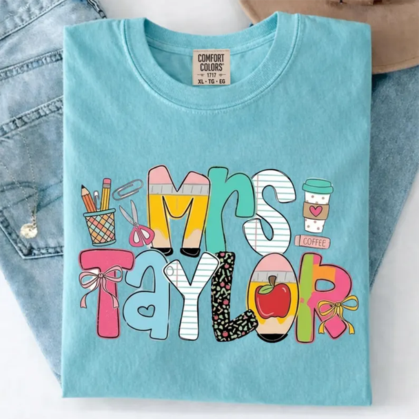 Personalized Teacher Shirt, Custom Name Teacher Tee, Mrs Teacher Shirt