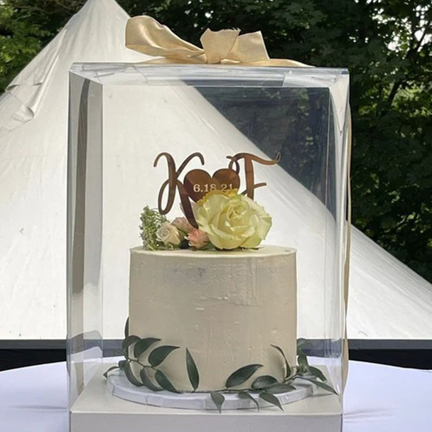 Initials Wedding Cake Topper with date gold acrylic