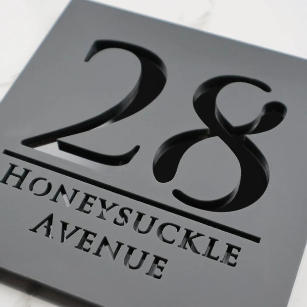 Laser Cut Matt Black & Copper Mirror Floating House Signs Door Number Sign Plaque