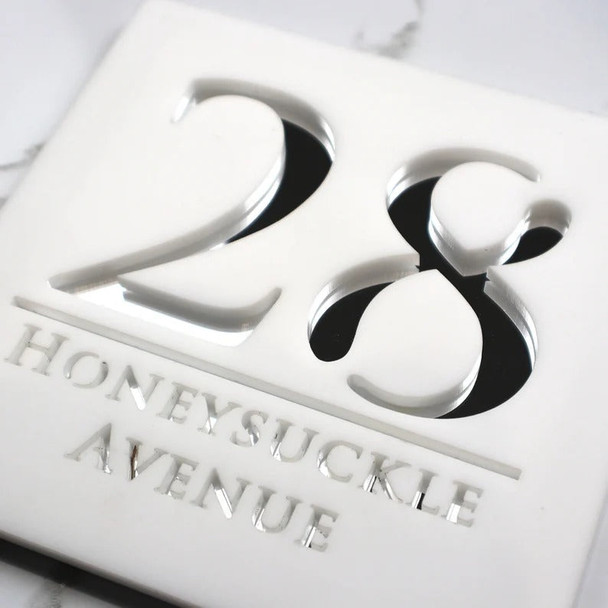 Laser Cut Matt Black & Copper Mirror Floating House Signs Door Number Sign Plaque