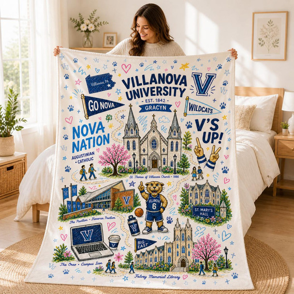Custom College Blanket, Personalized University Dorm Thro