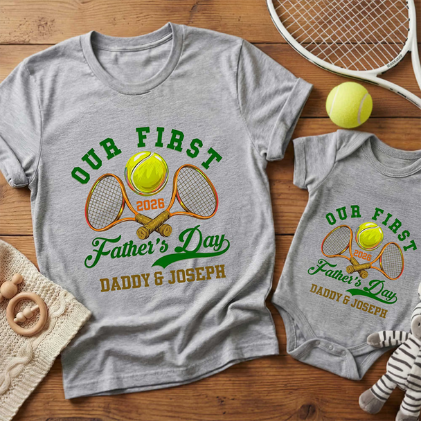 Our 1st Fathera??s Day Together - Personalized Sport Balls Baby Bodysuit T-shirt