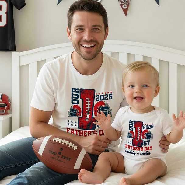 Our 1st Fathera??s Day Together - Personalized Sport Balls Baby Bodysuit T-shirt