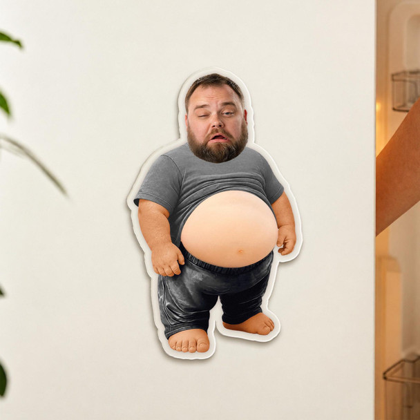 Custom Face Fridge Magnet, Personalized Couple Gift, Funny Belly Magnet