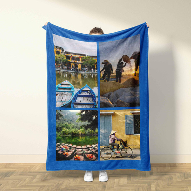 Custom Photo Collage Blanket, Minky or Sherpa Throw
