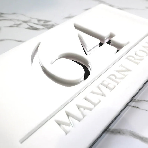 Laser Cut Matt Black & Silver Mirror Floating House Sign