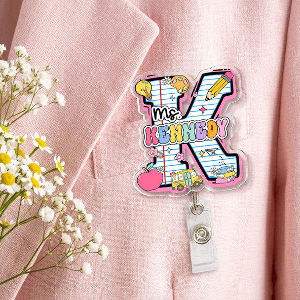Personalized Teacher Badge Reel: Teacher ID Clip, Teacher Appreciation Gift