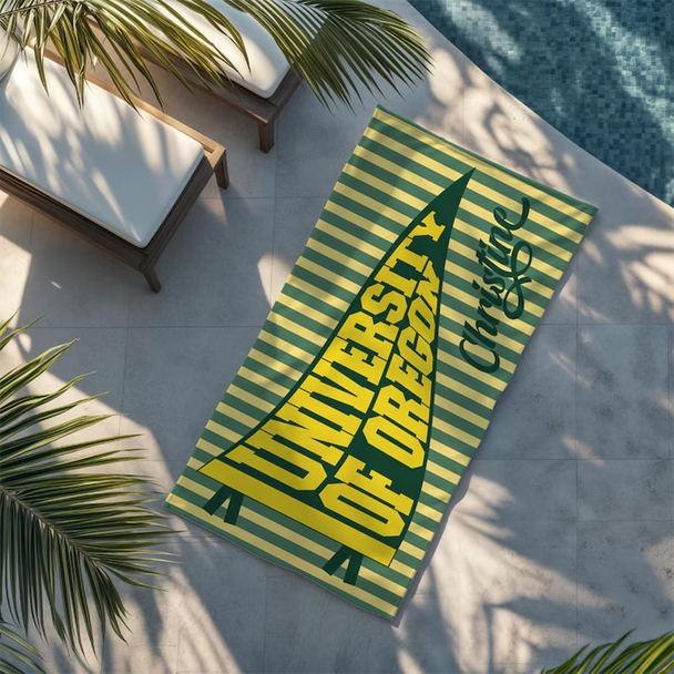 Personalized College Pennant Beach Towel, School Banner School Spirit Beach Towel