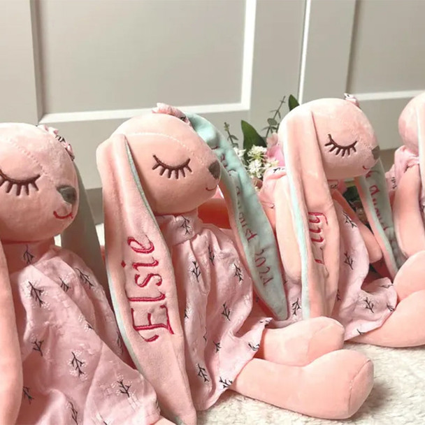 Personalised Easter soft toy bunny rabbit, new born baby girl gift 1st Birthday