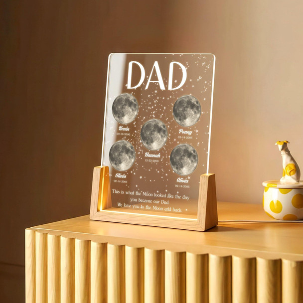 Moon Phase Dad Gift a?? Personalized Acrylic Plaque Light, Custom Night Sky Gift for Dad
