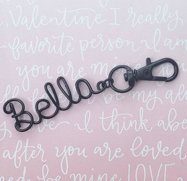 Custom black Name Keychain, Name keychain