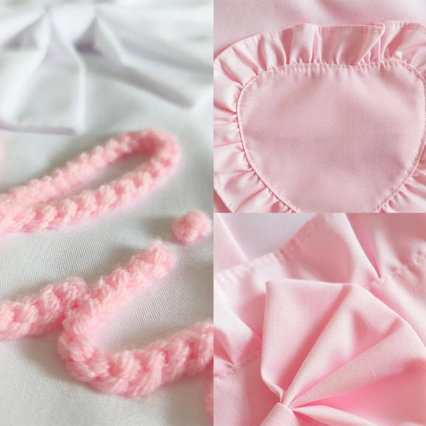 Custom Name Pink Apron : Ruffled Heart Pocket, Baking Lover Gift
