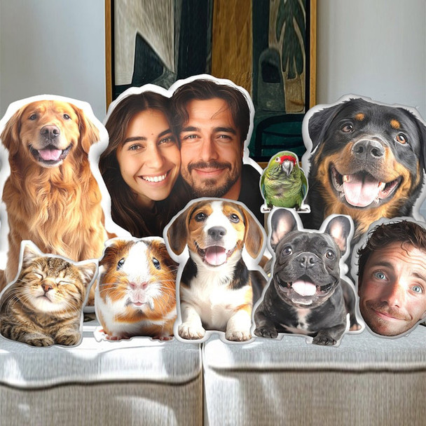 Custom picture pillow,face pillow Custom Pet 3D Pillow, Pet Shaped Pillow Large, Double-sided Print