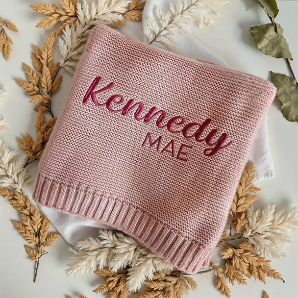 Personalized Embroidered Baby Knit Blanket