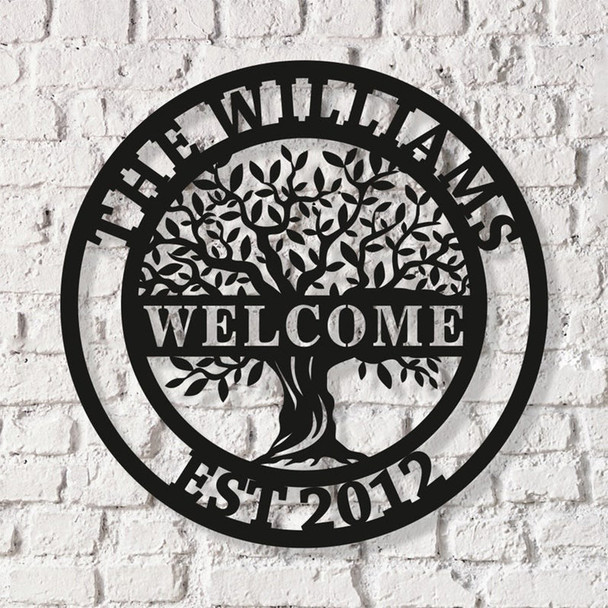 Custom Welcome Family Tree of Life Name Sign