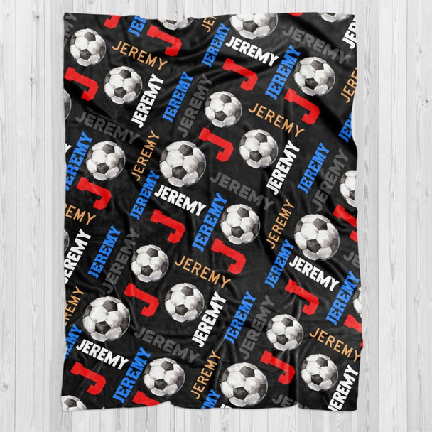 Personalized Soccer Blanket with Your Name and Letter