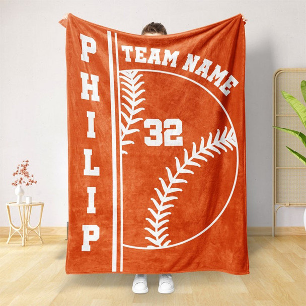 Personalized Baseball Team Blanket: Custom Name & Number