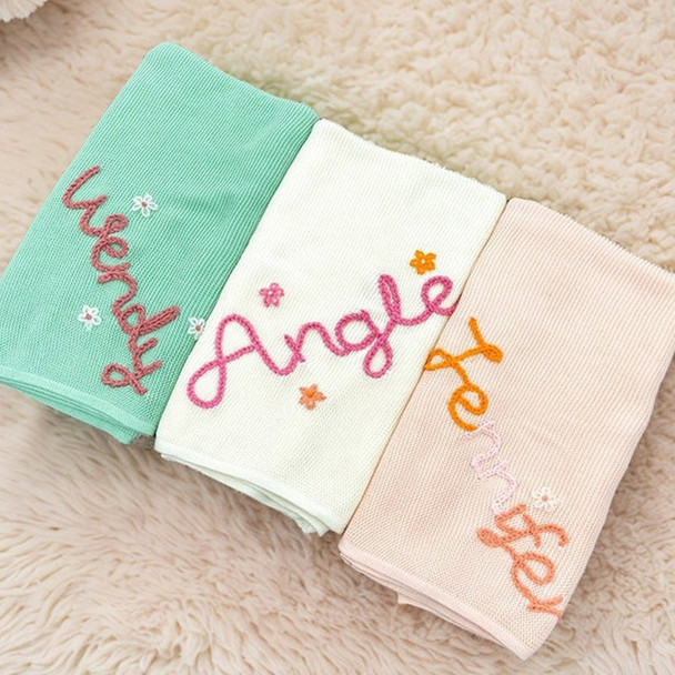 Custom Baby Name Blanket,Personalized Hand Embroidered Baby Blanket