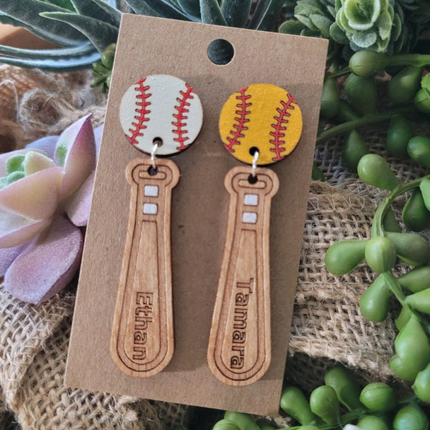 BASEBALL or SOFTBALL EARRINGS  Personalized gift