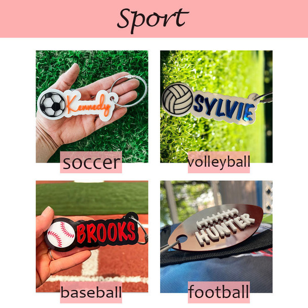 Custom backpack keychains, football accessories, gym bag tags, team spirit tags