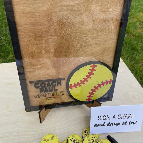 Custom Softball  Baseball  Volleyball Basketball  Soccer Coach Gift Drop Box Plaque