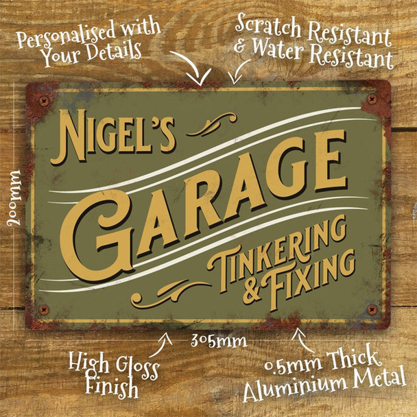 Personalised Garage Sign Metal Wall Door Plaque Accessory