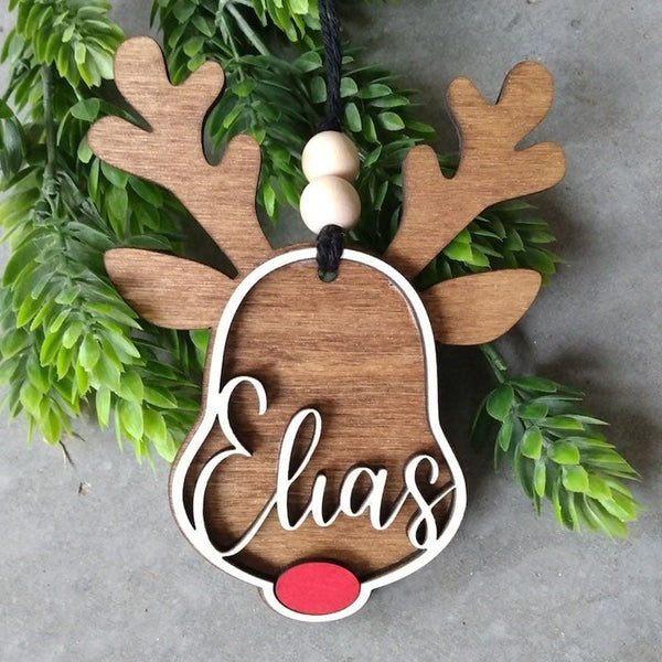 Personalized Reindeer Ornament | Personalized Rudolph Wooden Ornaments