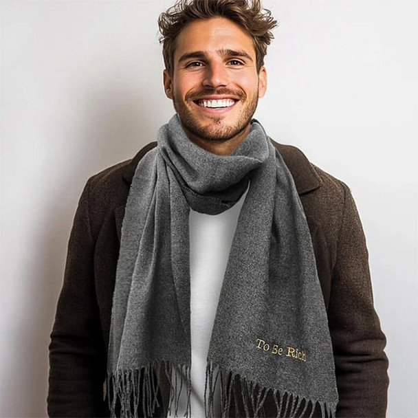Personalized Super Soft Warm Scarf with Embroidered Birth Flower and Text Fashion Accessory