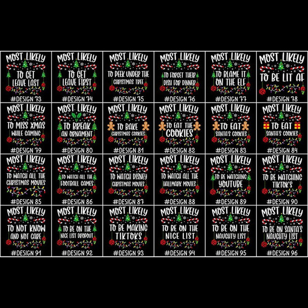 144 Quotes Most Likely to Christmas Shirt, Family Matching Christmas T-Shirts, Christmas Shirt
