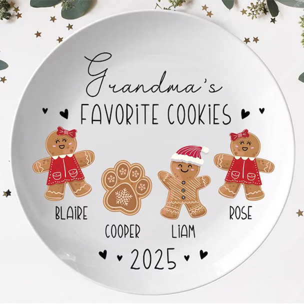 Personalized Gingerbread Christmas Plate, Grandma Plate
