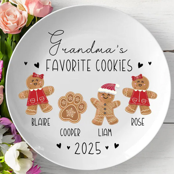 Personalized Gingerbread Christmas Plate, Grandma Plate
