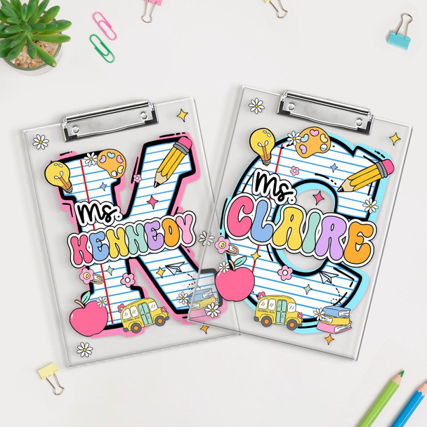 Personalized Initial Teacher Name Clipboard, School Supplies, Back To School Teacher Gift