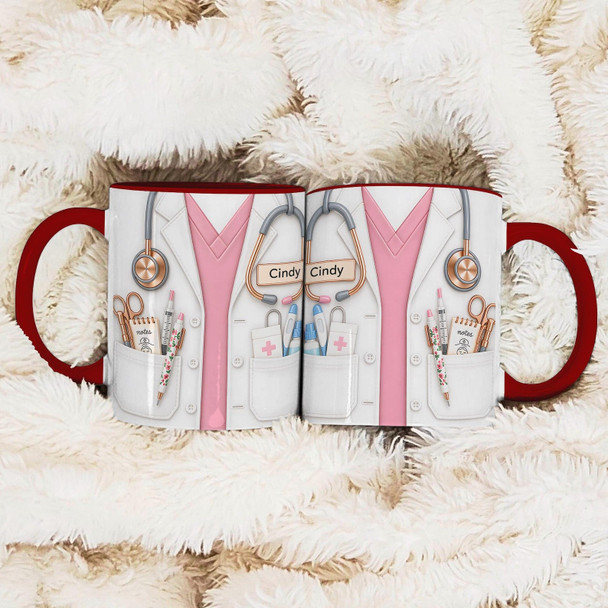 Personalized Nurse Mug Gift, Custom Name Nurse Coffee Cup, Stethoscope Medical Design