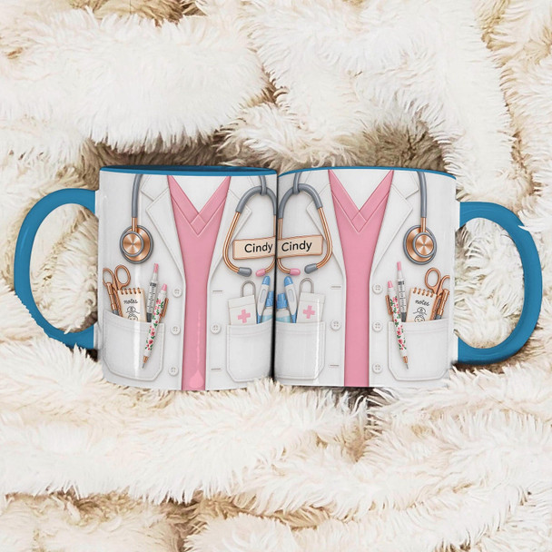 Personalized Nurse Mug Gift, Custom Name Nurse Coffee Cup, Stethoscope Medical Design