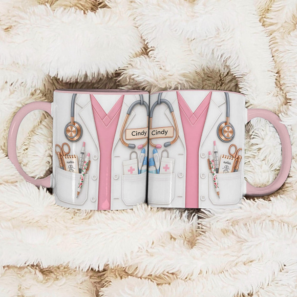 Personalized Nurse Mug Gift, Custom Name Nurse Coffee Cup, Stethoscope Medical Design